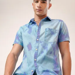 HIGHLANDER Men Slim Fit Abstract Printed Cotton Casual Shirt-image-86