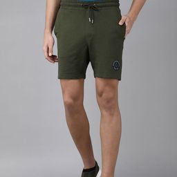 Van Heusen Sport Men Olive Green Solid Mid-Rise Casual Shorts-picture-5
