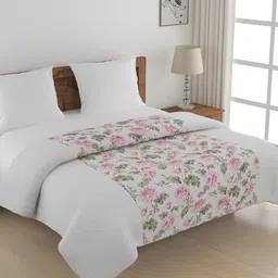 SWAYAM Cream-Coloured Floral Print Anti-Allergic Double Winter Quilt-20