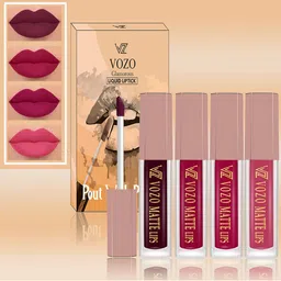 VOZO Set Of 4 Soft and Comfortable Matte Finish Liquid Lipsticks-102-105-106-203-10