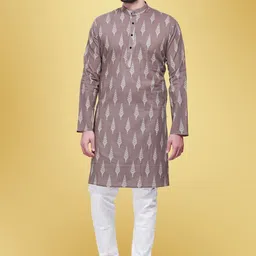 SHIWAM ETHNIX Geometric Printed Mandarin Collar Regular Kurta with Pyjamas-picture-12