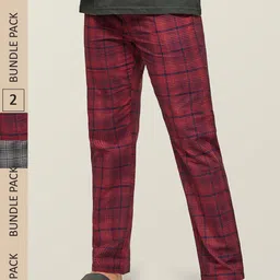 XYXX Men Super Combed Cotton Pack of 2 Checkmate Lounge Pants XYPYJM2PCKN23-image-98