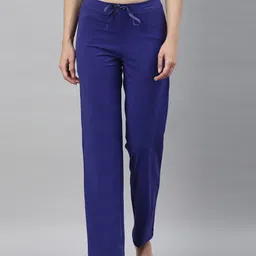 Enamor Women Solid Mid-Rise Straight Leg Cotton Lounge Pants-image-52