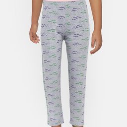SINI MINI Girls Grey & Purple Printed Regular Fit Lounge Pants-image-90