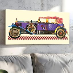 Art Street Cream Rolls Royce Antique Automobile Canvas Painting Wall Art-image-35