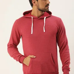 Campus Sutra Men Red Solid Hooded Pullover Sweatshirt-picture-47