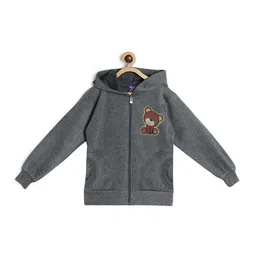 SWEET ANGEL Unisex Kids Grey Melange Solid Hooded Sweatshirt-image-24
