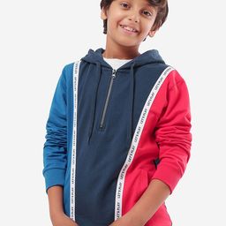 BONKIDS Boys Colourblocked Cotton Hooded Pullover Sweatshirt-picture-9