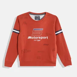 Monte Carlo Boys Orange & White Typography Printed Sweatshirt-image-32