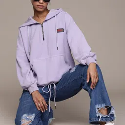 The Roadster Lifestyle Co. Fleece Hooded Oversized Sweatshirt-image-3