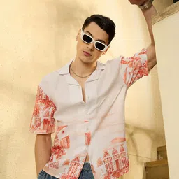 DENNISON Men Placement Printed Drop Shoulder Oversized Shirt-image-86