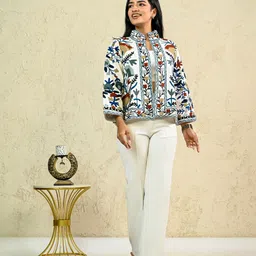 INAAYA JAIPUR Women Floral Lightweight Open Front Jacket with Embroidered-picture-17