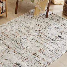 Home Centre Zephyr Italia Beige & Brown Abstract Printed Rectangular Woven Carpet image 4