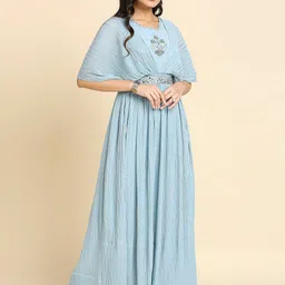MADHURAM Embellished Embroidered Fit & Flare Ethnic Dress With Belt-47