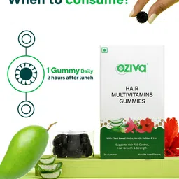 OZiva Set of 2 Hair Multivitamins Gummies for Hair Fall Control - 30 Gummies Each image 3