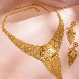 Rubans 18K Gold-Plated Mesh Chain Cascading Fringe Statement Jewellery Set image 5