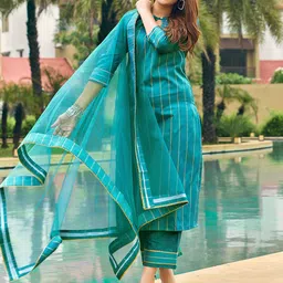 KALINI Women Printed Regular Kurta with Trousers & With Dupatta image 4