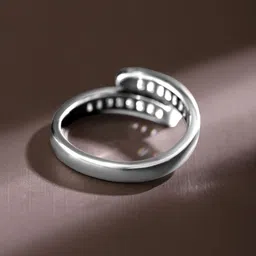 Rubans Rhodium Plated Cubic Zirconia Studded Openable Adjustable Minimalist Ring image 2