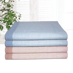 Athom Living Astar Blue & Peach-Coloured 4 Pieces Striped Cotton 210 GSM Bath Towels-picture-4