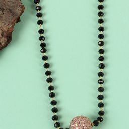 Jewels Gehna Black & Rose Gold Toned Gold-Plated AD & Stone-Studded Mangalsutra-image-61