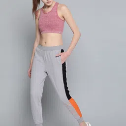 HRX by Hrithik Roshan Women Grey Solid Slim Fit Bio-Wash Antimicrobial Lifestyle Joggers-image-8