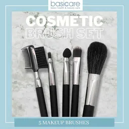 basicare Set Of 5 Cosmetic Brush Set with All In One Non Latex Beauty Blender image 2