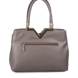 Mochi Grey Textured Structured Handheld Bag with Quilted Detail image 2