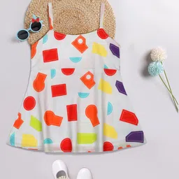 Little Musketeer Girls Geometric Printed Shoulder Straps Cotton A-Line Dress-image-51