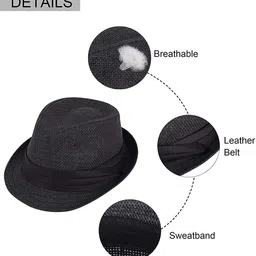Infispace Men White Self Design Fedora Hat image 5