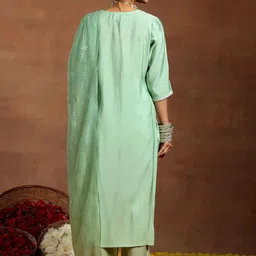 gerua by libas Libas Ethnic Motifs Embroidered Sequinned Straight Kurta With Trouser & Dupatta image 4