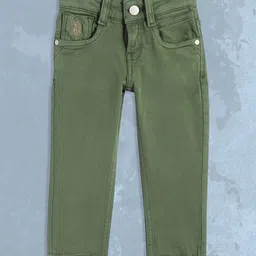 U.S. Polo Assn. Kids Boys Green Slim Fit Mid-Rise Clean Look Stretchable Jeans-image-34