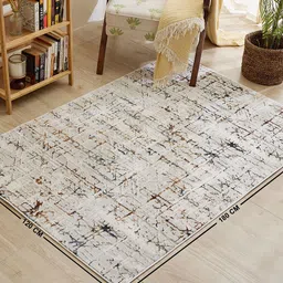 Home Centre Zephyr Italia Beige & Brown Abstract Printed Rectangular Woven Carpet image 3