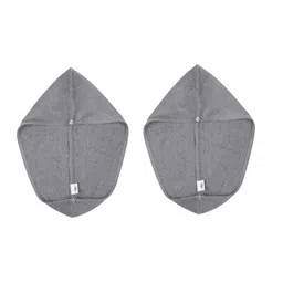 Creeva Luxury Charcoal Grey 2 Pieces Pure Cotton 380 GSM Anti Bacterial Hair Wrap Towels-image-42