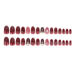 LICK 12 Pcs Matte Burgundy Tip Reusable Artificial Nails With Application Kit image 5