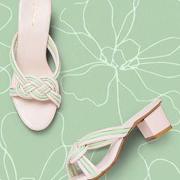 Mast & Harbour Mint Green & Nude Coloured Stripes Strappy Knot Block Heels-18