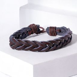Roadster Men Brown Weave Pattern Leather Handcrafted Multistrand Bracelet-image-24