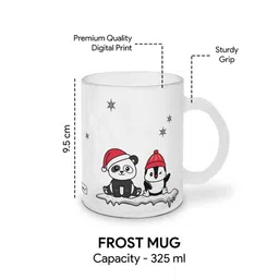 Indigifts White & Red Set Of 2 Text or Slogans Printed Christmas Matte Glass Mugs - 325ML & Wall Hanging image 4