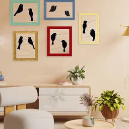 Art Street Red & Green 5 Pieces Wooden Birds Wall Arts Cutouts Hanging Photo Frame-image-18