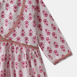 Desi Soota Girls Floral Printed Empire Pure Cotton Kurta With Skirt With Dupatta image 4