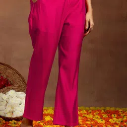 gerua by libas Libas Ethnic Motifs Embroidered Sequinned Straight Kurta With Trouser & Dupatta image 3