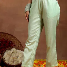 gerua by libas Libas Ethnic Motifs Embroidered Sequinned Straight Kurta With Trouser & Dupatta image 3
