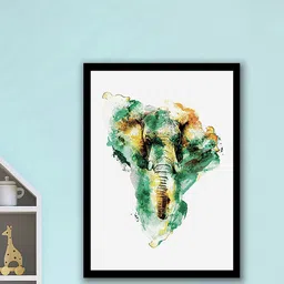 Art Street Green and Orange Colorful Elephant Abstract Painting Wall Art-image-73