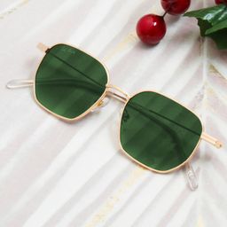 Ted Smith Unisex Green Lens & Gold-Toned Round Sunglasses with UV Protected Lens-40