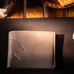 BROWN BEAR Men Grey Bear Self Design Leather Two Fold Wallet-image-39