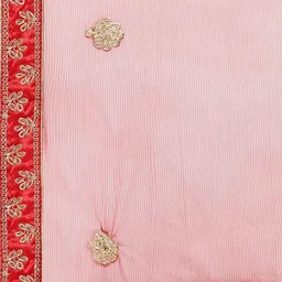 Mitera Red & Gold-Toned Embroidered Semi-Stitched Lehenga & Unstitched Blouse with Dupatta image 5