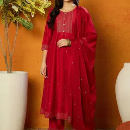 KALINI Ethnic Motifs Printed Empire Kurta with Trousers & With Dupatta-picture-11