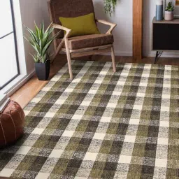 saraswati global Brown Plaid Wool 2X3 Hand-Tufted Carpet-picture-25