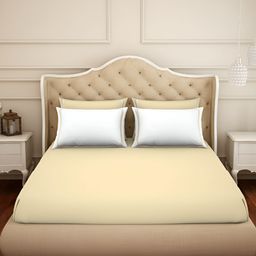 SPACES Cream Coloured Hygro 350 TC Cotton King Bedsheet Set image 1