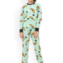 Ninos Dreams Girls Conversational Printed Pure Cotton T-shirt With Pyjamas-image-90