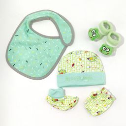 Moms Home Infant Kids Green Printed Cotton Baby Apparel Gift Set-31